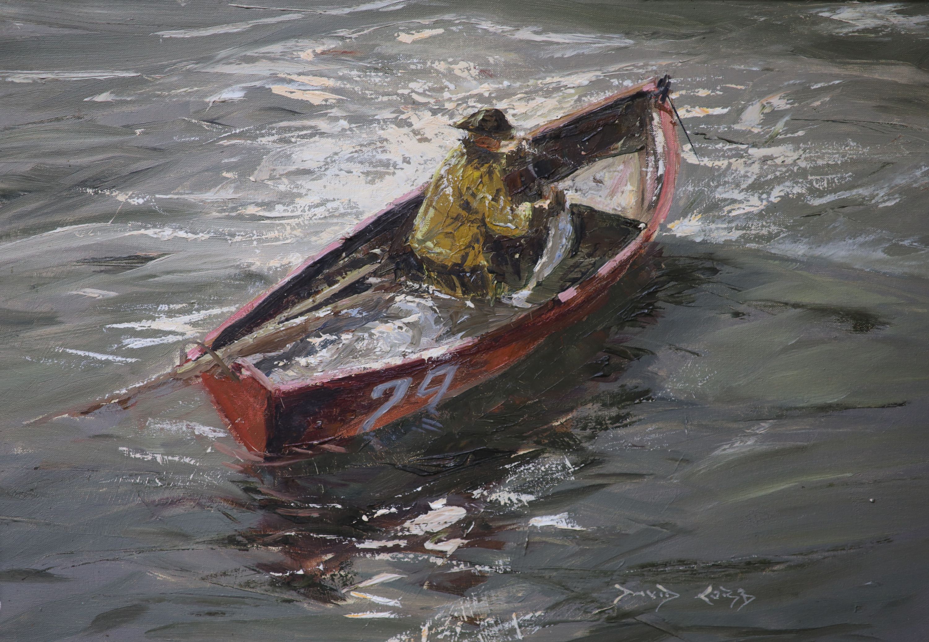 David Cobb (1921-2014, Past President of the Royal Society of Marine Artists), oil on canvas, ‘On The Cod Banks’, signed, 1968 exhibition label verso, 46 x 66cm.